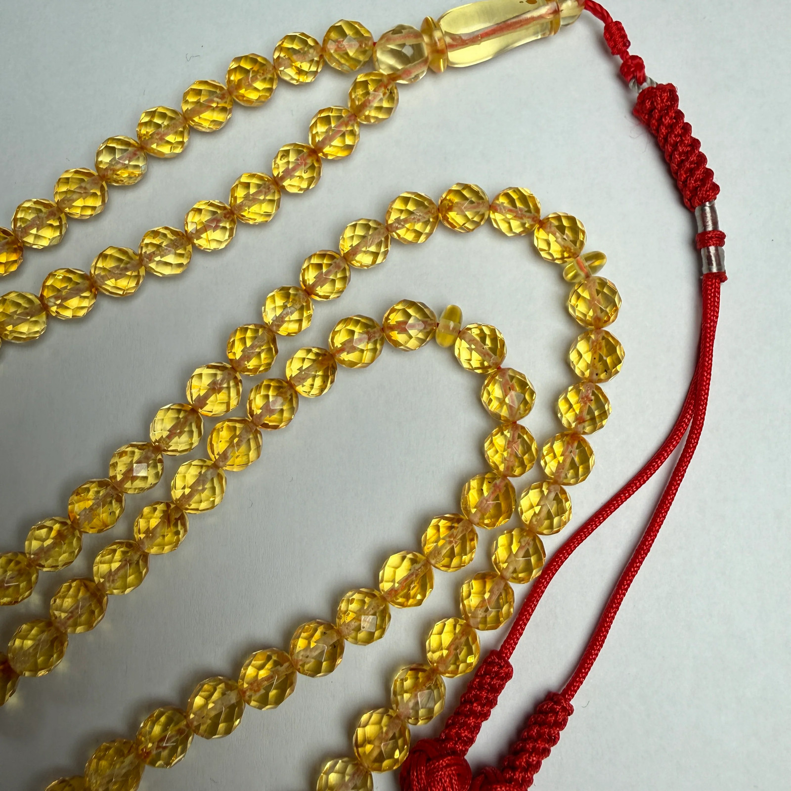 Lemon Diamond Amber Misbaha Islamic Prayer Beads 7mm 22.5g