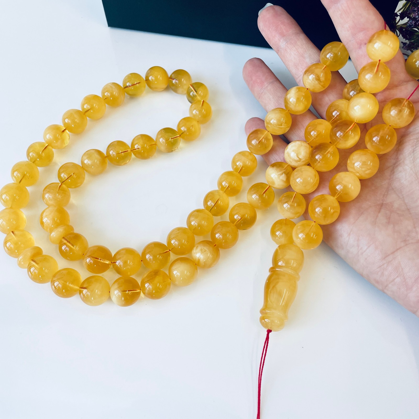 Amber Prayer Beads, Round Muslim Beads, Natural Islamic Rosary, 66 Beads for gif