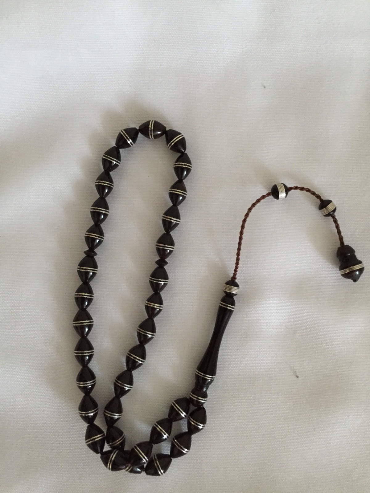 ISLAMIC TESBIHA 33 PRAYER BEADS BLACK SILVER COLOR TESBIH