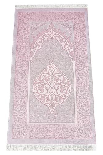 Islamic Prayer Rug Taffeta 46×27 Inch Foldable Travel Sajadah With Tasbih Beads