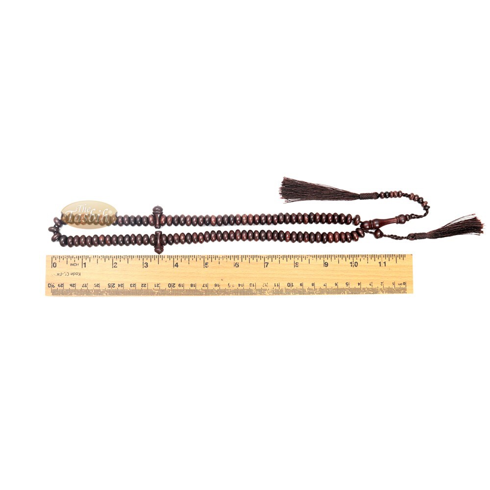 Tamarindwood Prayer Beads Dark Brown 10x6mm 99-Bead Flat Oval Lifetime Warranty