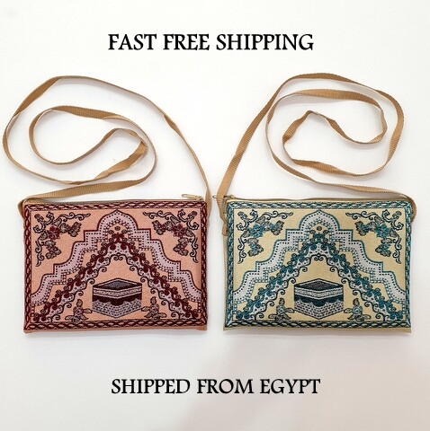 2 Prayer Travel Islamic Mats Rug Portable Muslim Ramadan Eid Bag Pocket Sejadah