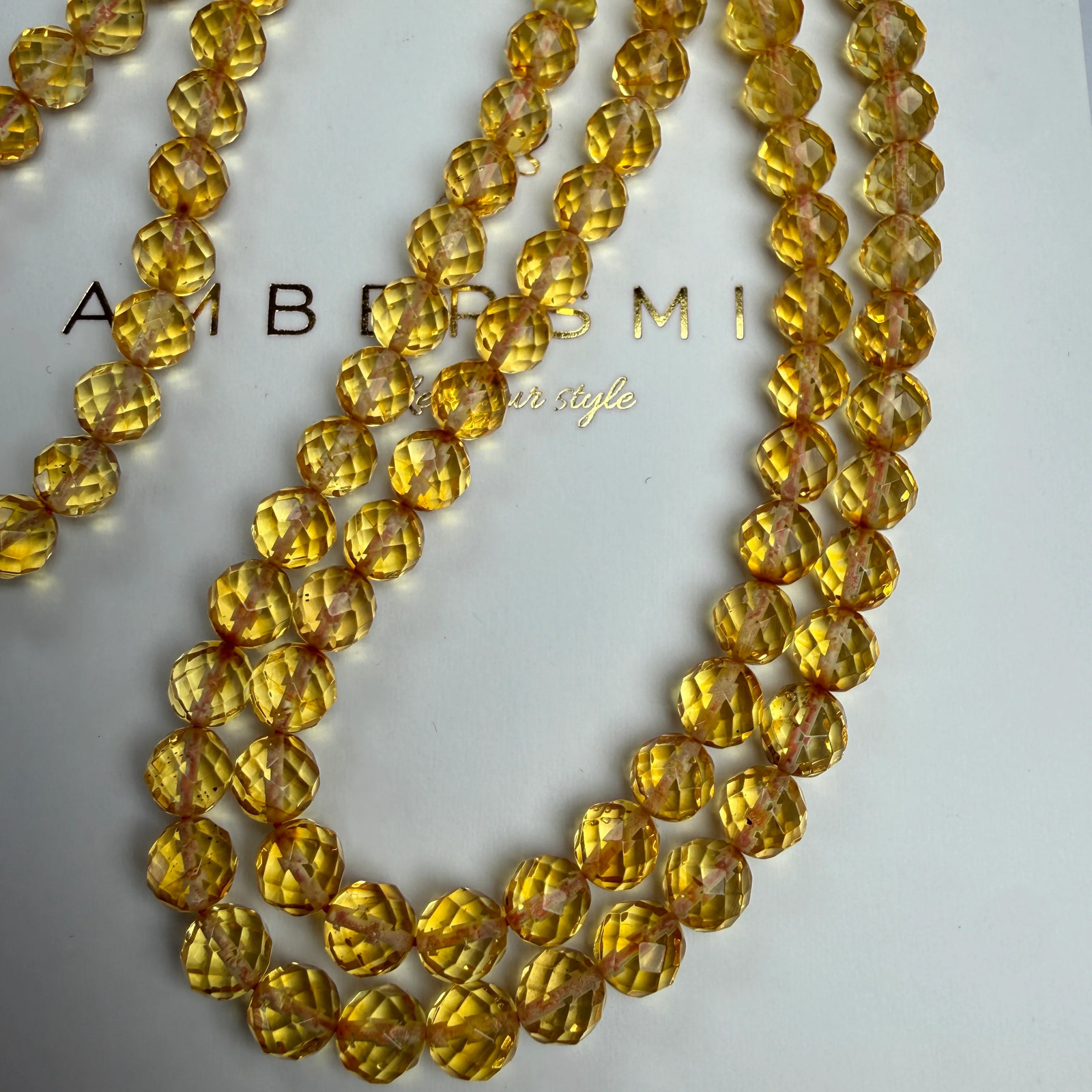 Lemon Diamond Amber Misbaha Islamic Prayer Beads 7mm 22.5g