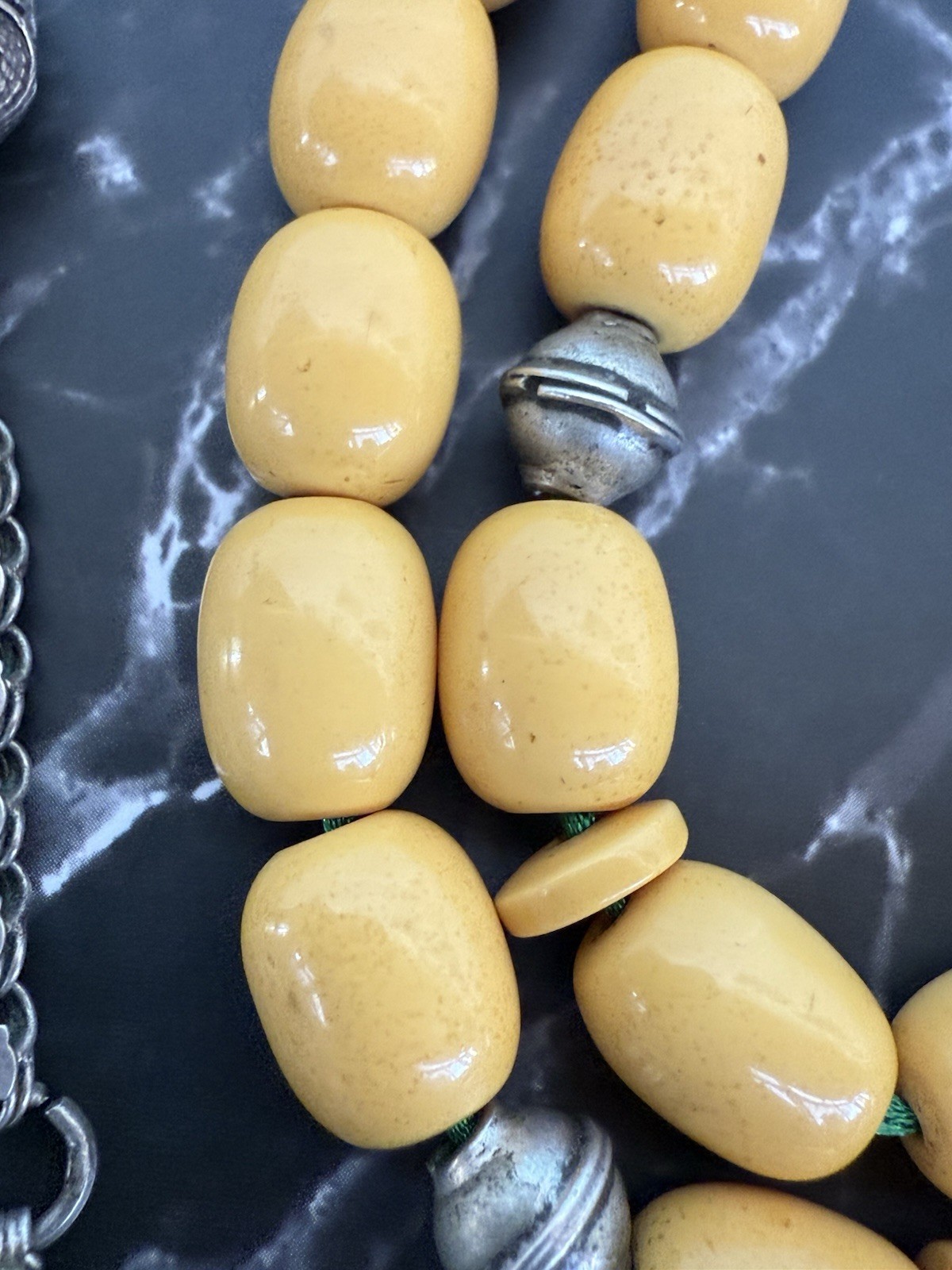 Antique Ottoman Yellow Amber bakelite islamic Worry prayer 33 beads 41 Grams
