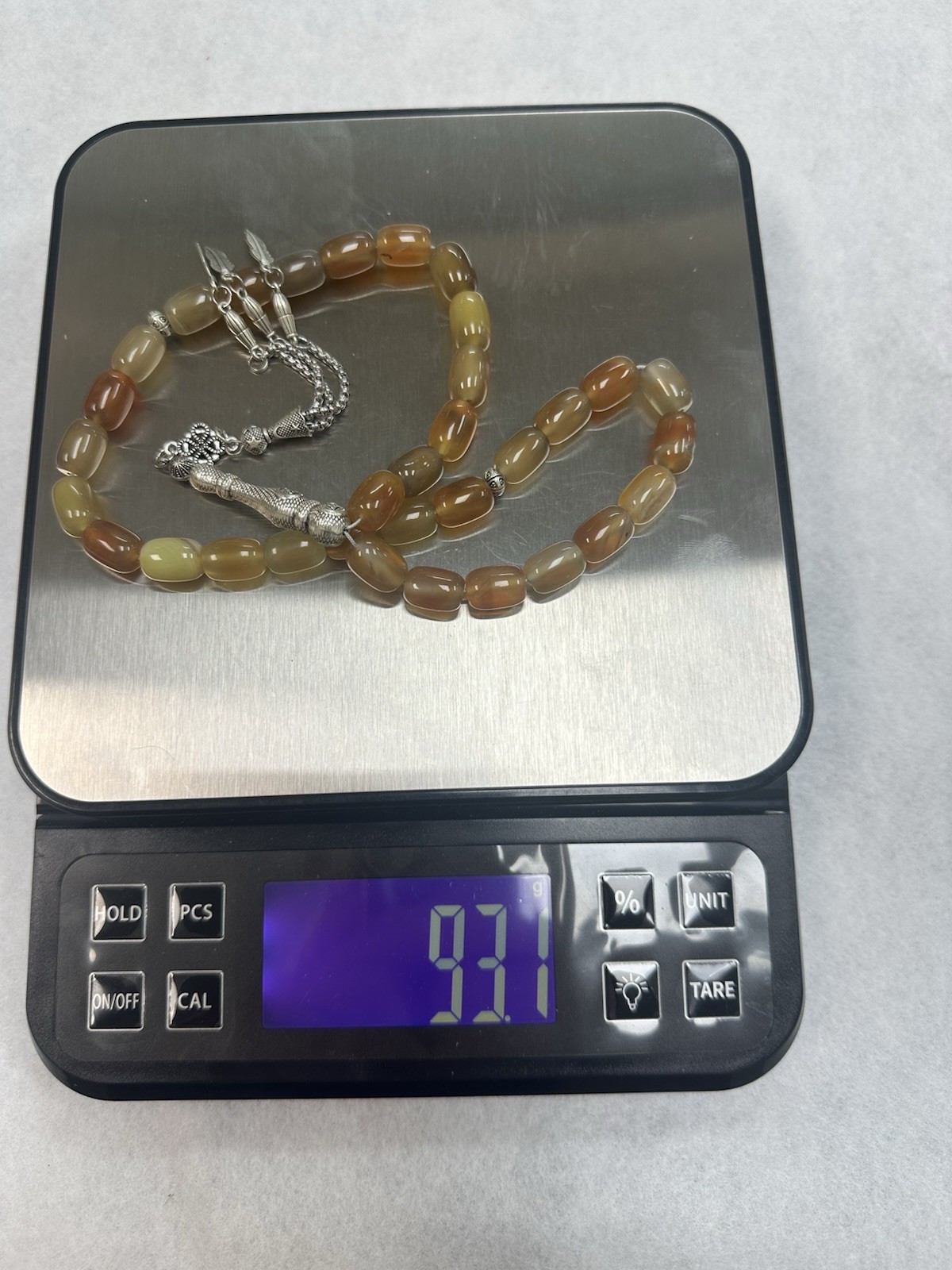 Natural 100% Agate Aqeeq Gemstone Prayer Beads-Subha -Tesbih-Misbaha 33 Beads