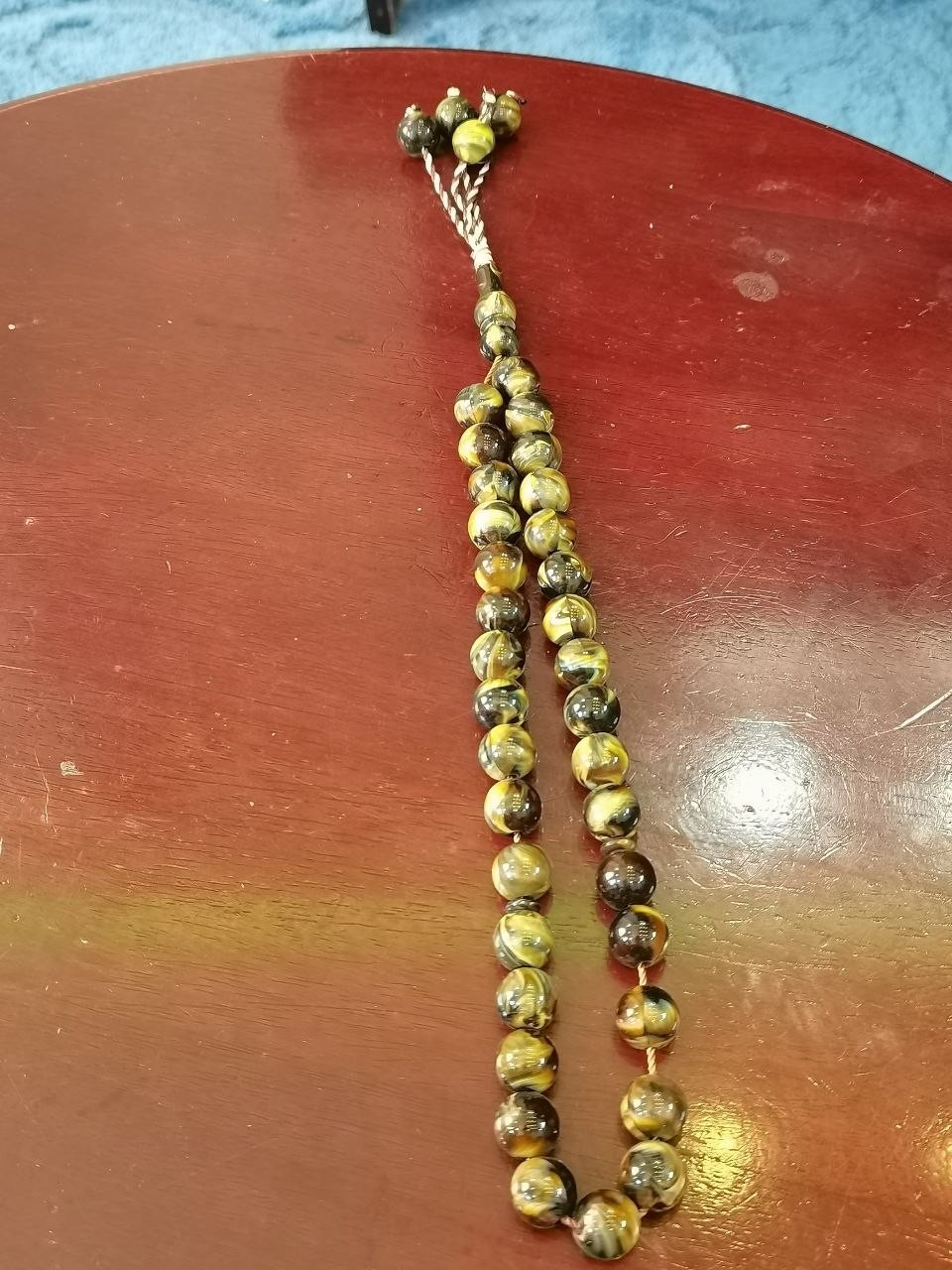 Luxury Handmade Misbaha 37 Beads Tiger Eye Style Rosary Tasbih Prayer Amber Look