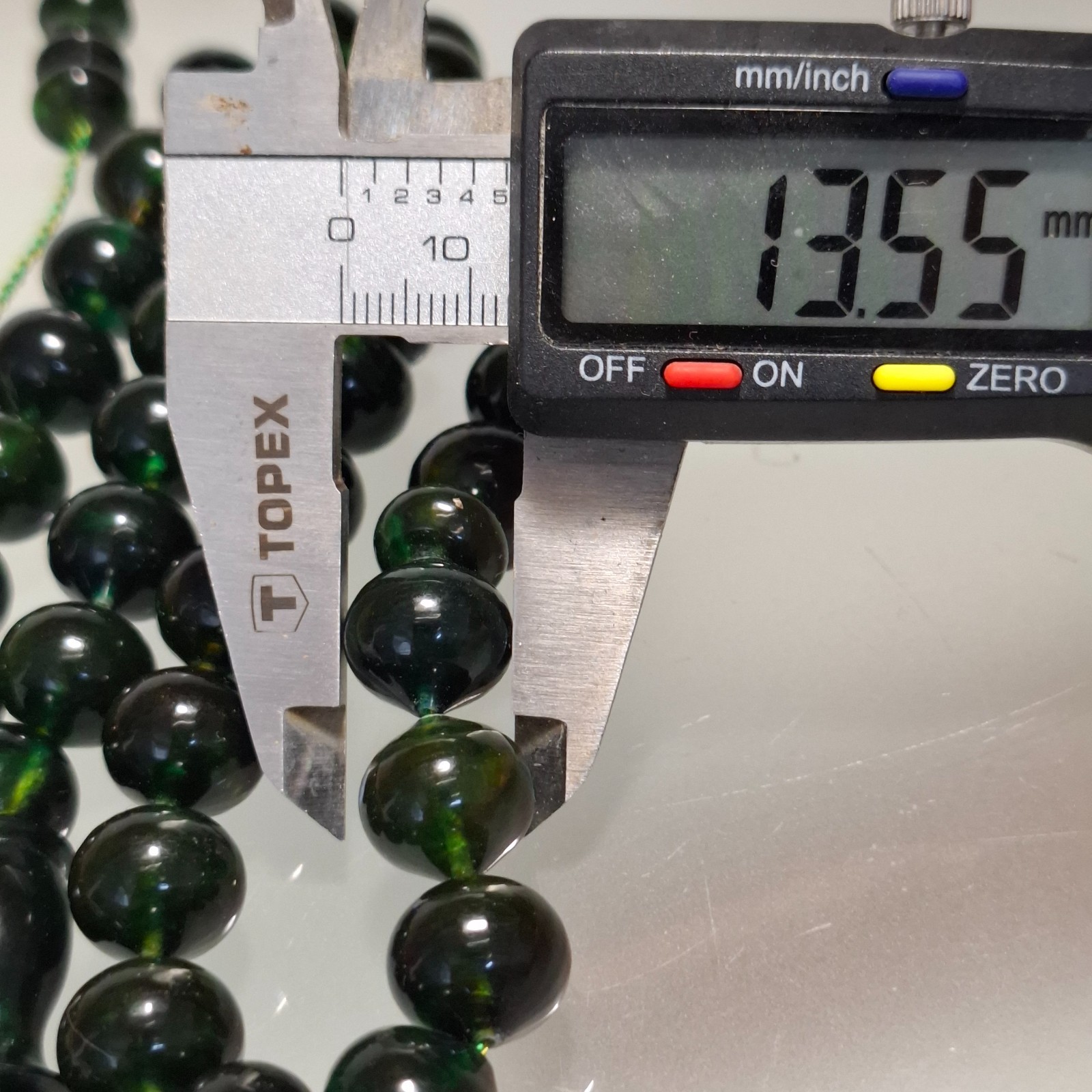 Amber Rosary – 33 Oval Beads, 13 mm, Dark Green Amber Rosary 51gram