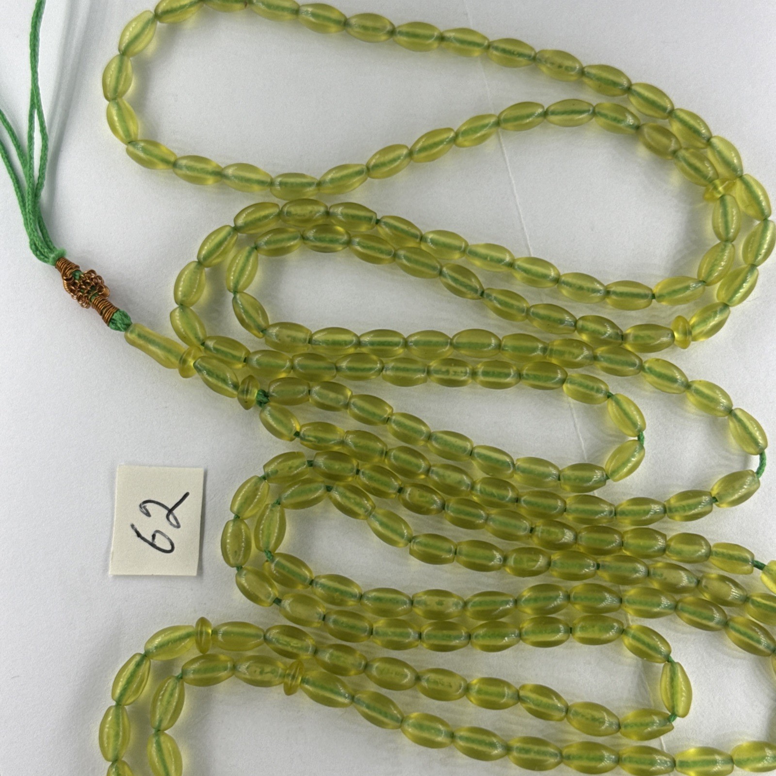 LOT OF 99&100 GREEN BEADS حبات المسبحةGENUINE SHAH MAGHSOUD 39cm شاه مقصود تسبيح