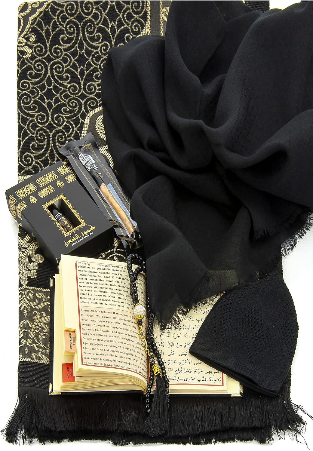Ihvan Online Prayer Gift Box for Hajj and Umrah, Muslim Prayer Rug, Islamic Mat,