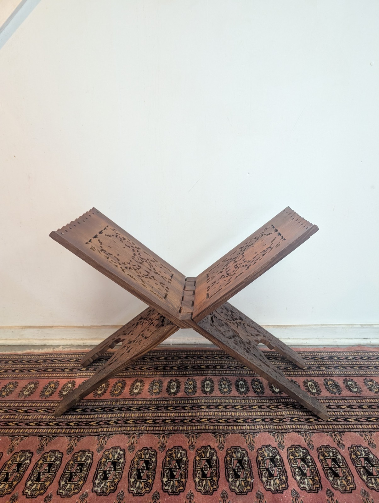 Antique Hand Carved Quran Stand – Folding Rehal Holy Book Holder