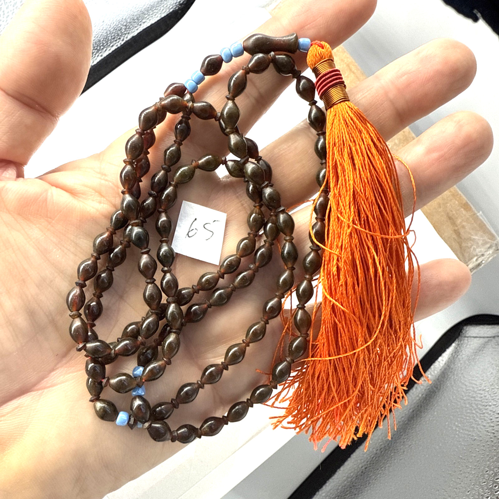RARE REDDISH 99 BEADS مسبحة حمراء GENUINE SHAH MAGHSOUD 46cm شاه مقصود تسبيح