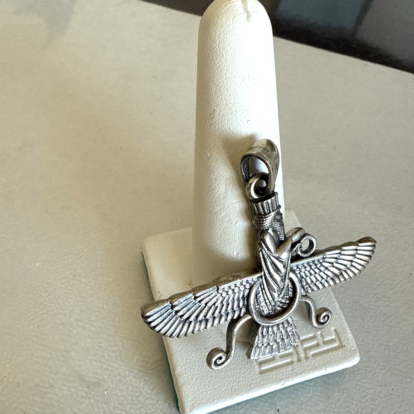 Faravar Sterling Silver King Cyrus Persepolis Pendent Both Sided 5cm W & 4.5cm H