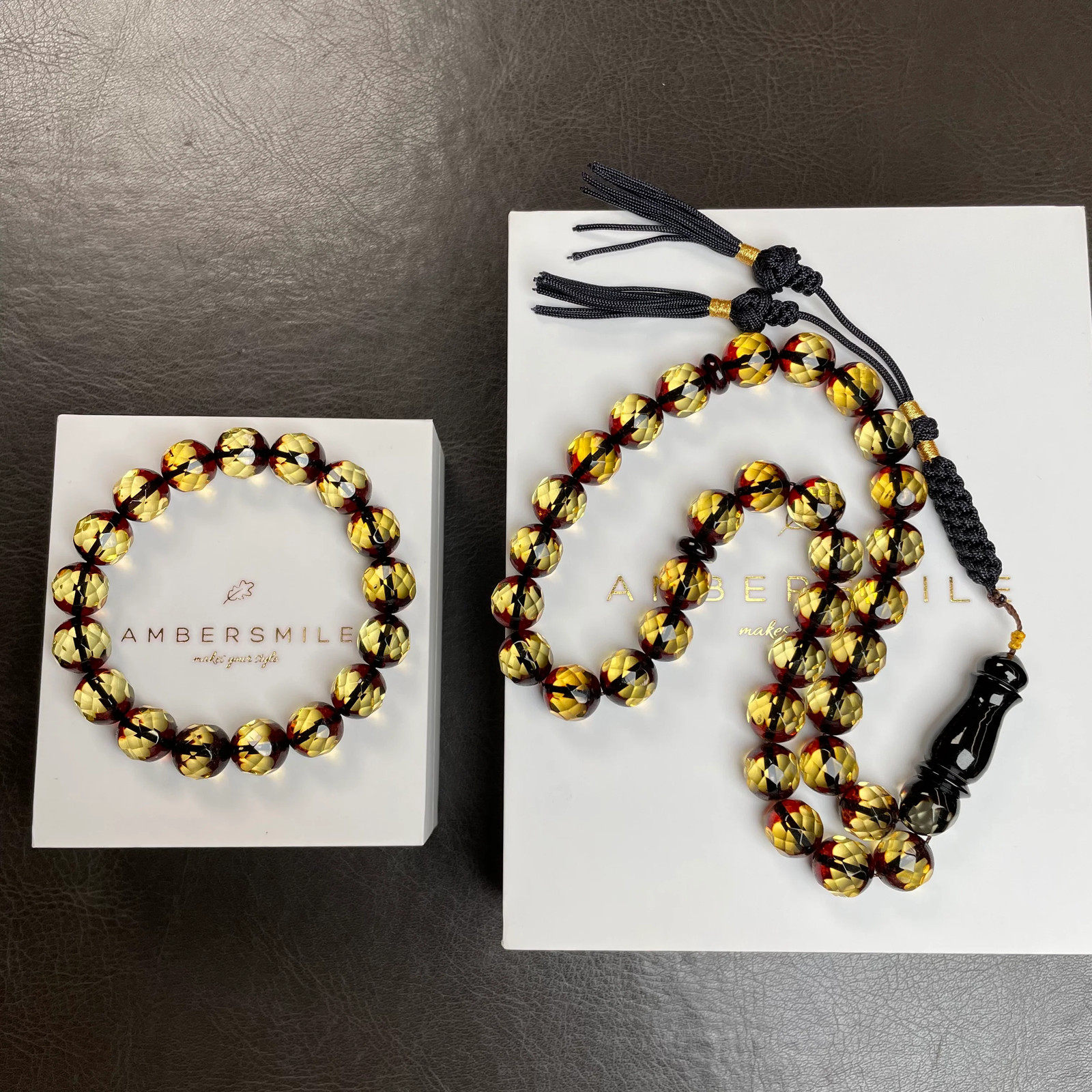 Black Diamond Amber Misbaha 10mm 30.5g and GIFT bracelet