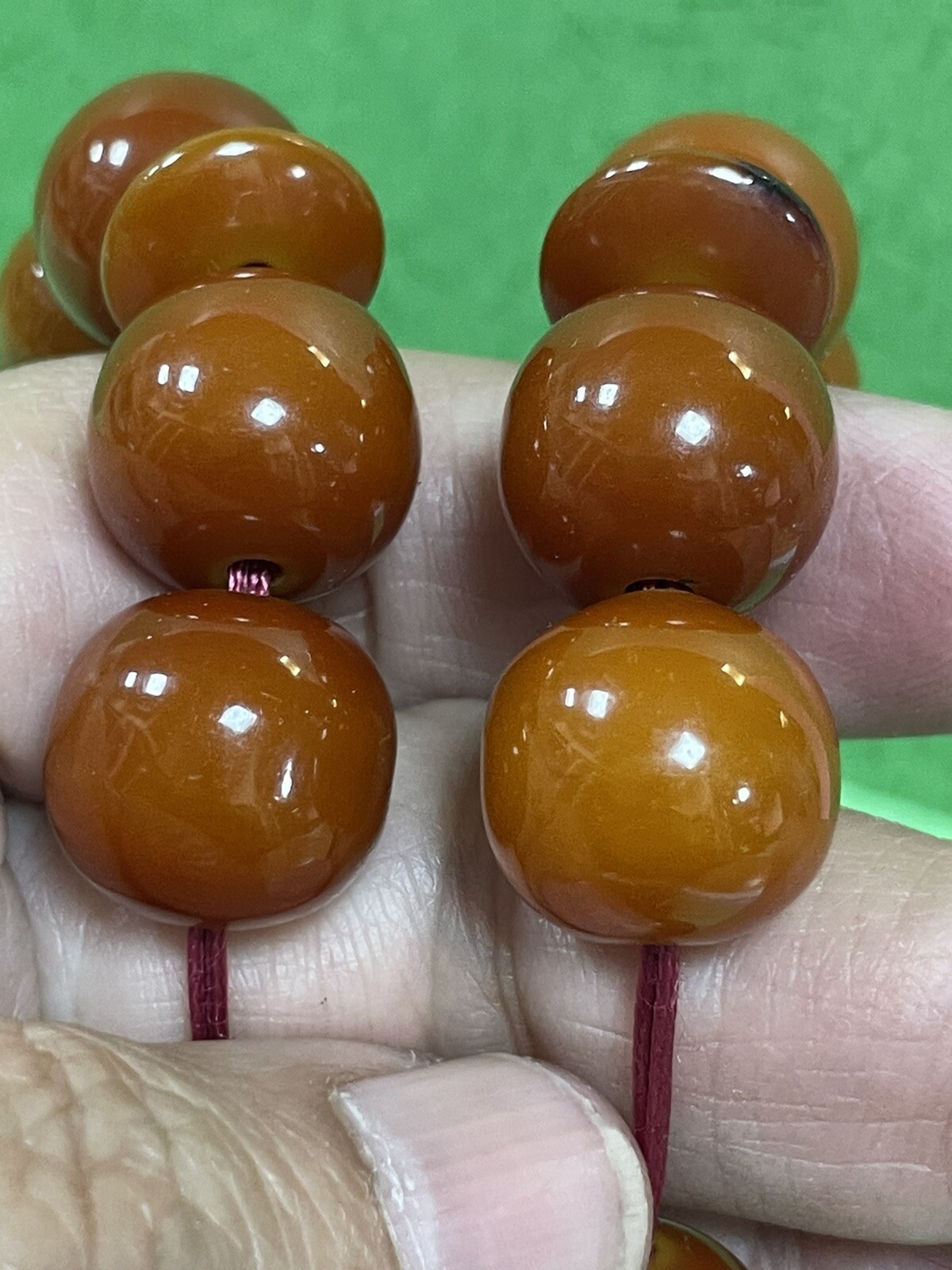 Antique Miscky Butter scotch Caramel Amber bakelite islamic prayer 33 beads 118g