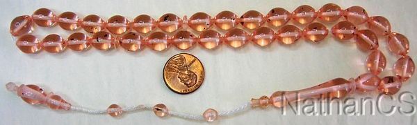 Prayer Beads Tesbih 33 Pink Turkish Amber Catalin Superior Carving Collector’s