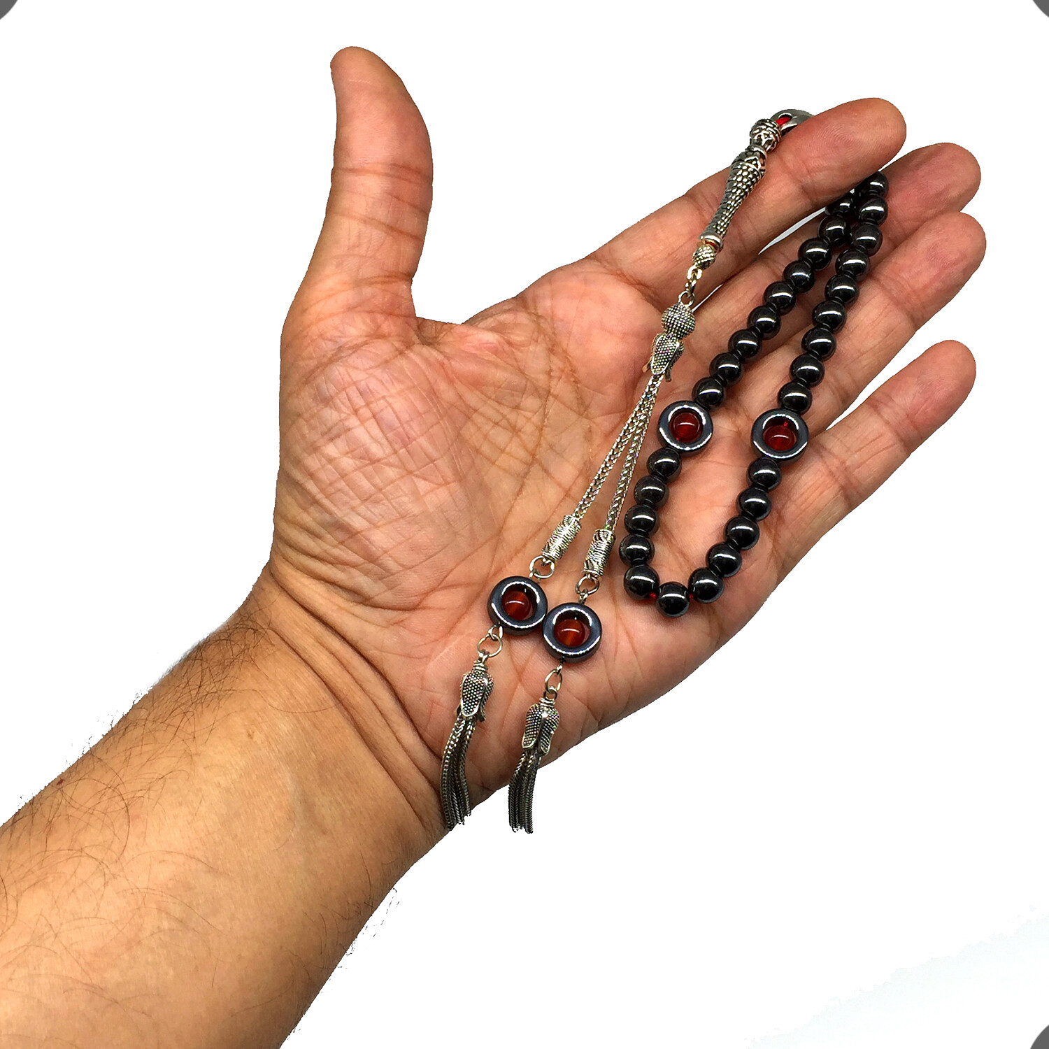 Black Hematite Prayer Beads & Bracelet -Tesbih-Tasbih-Misbaha-(8 mm-33 Beads)