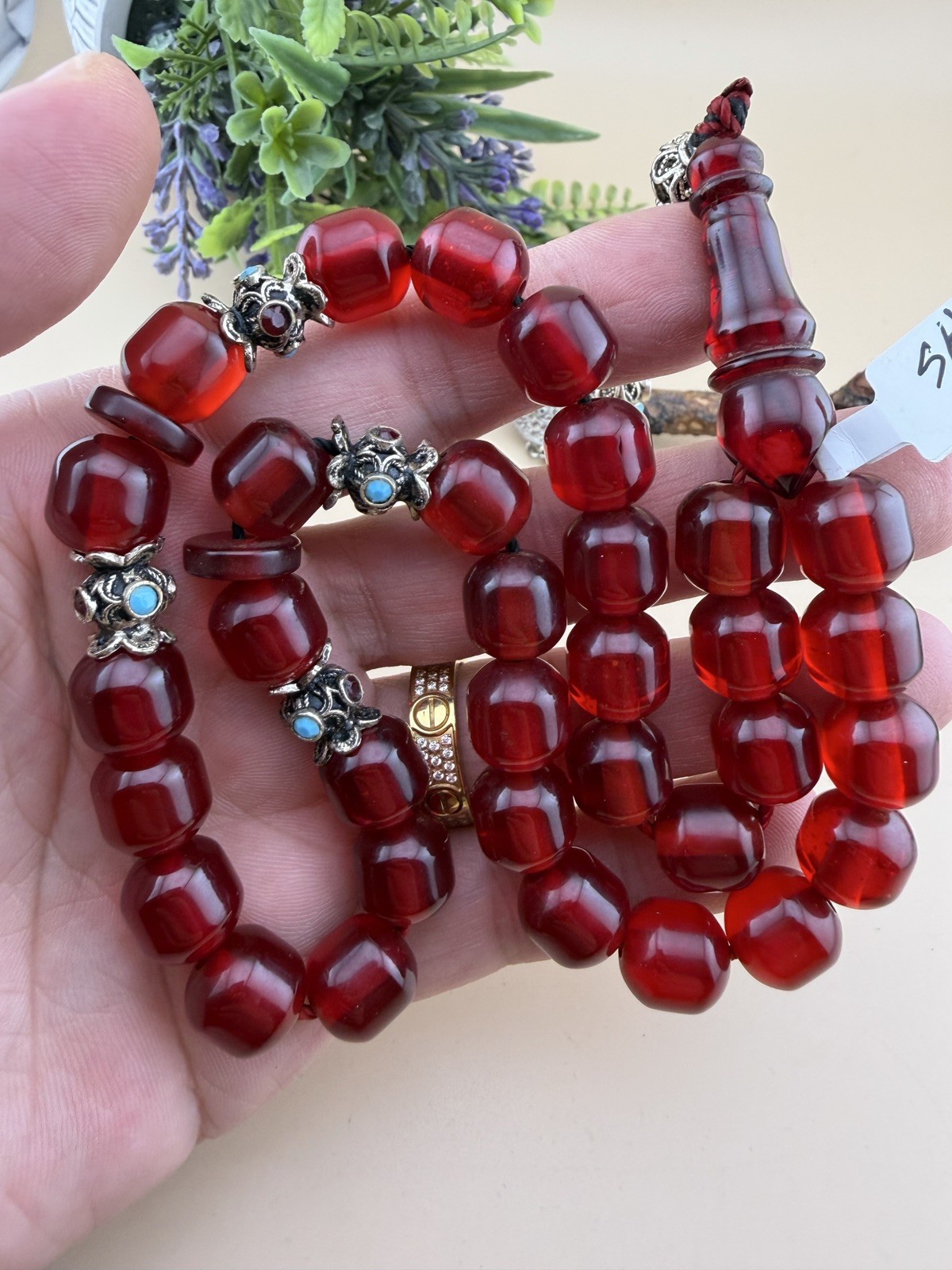 Old Misky Amber Islmaic Rosary Misbaha 33 Beads سبحة مسباح مسكي اصل عقود S31