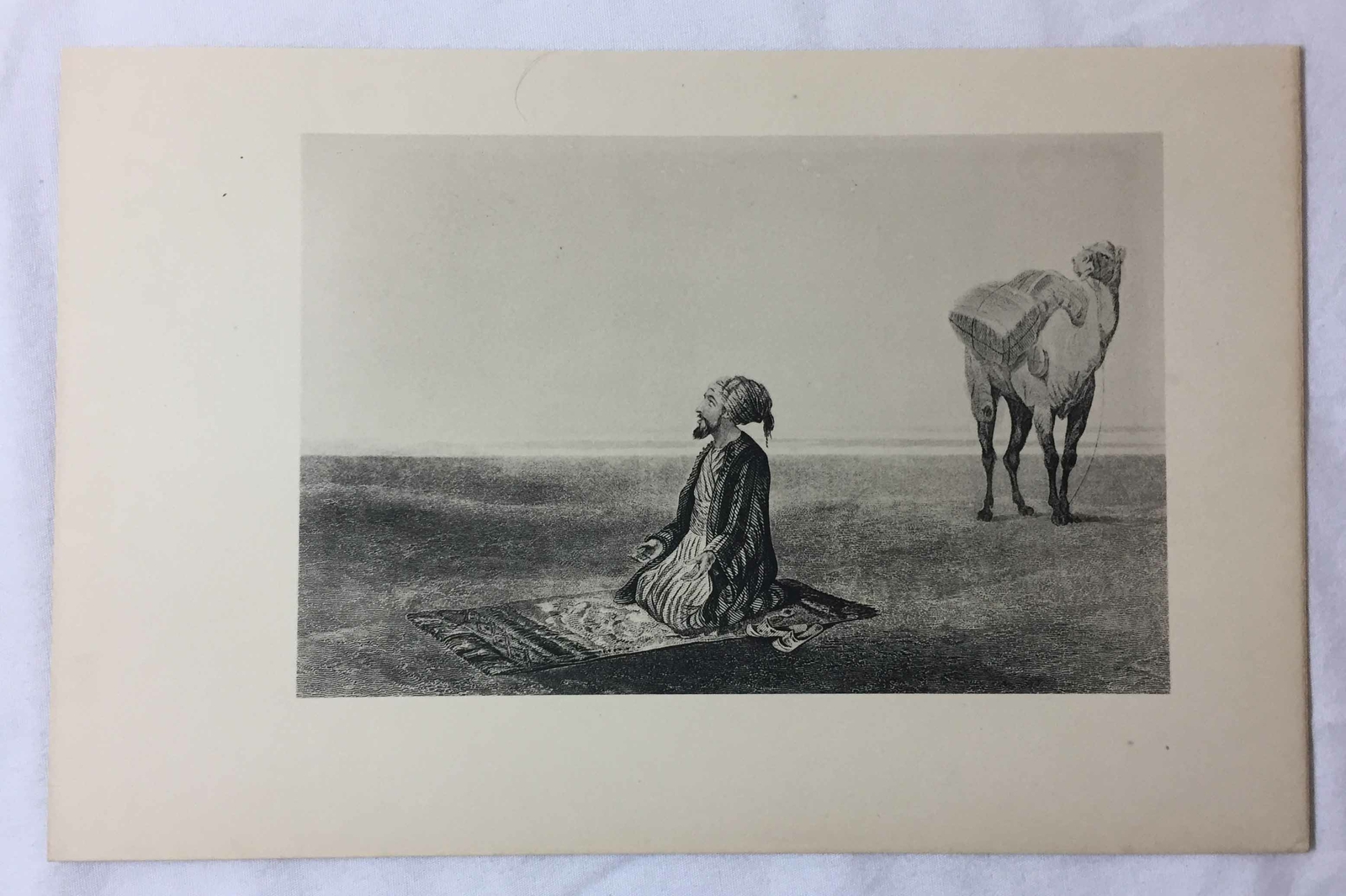 1901 book leaf print~ ISLAMIC PRAYER IN THE DESERT