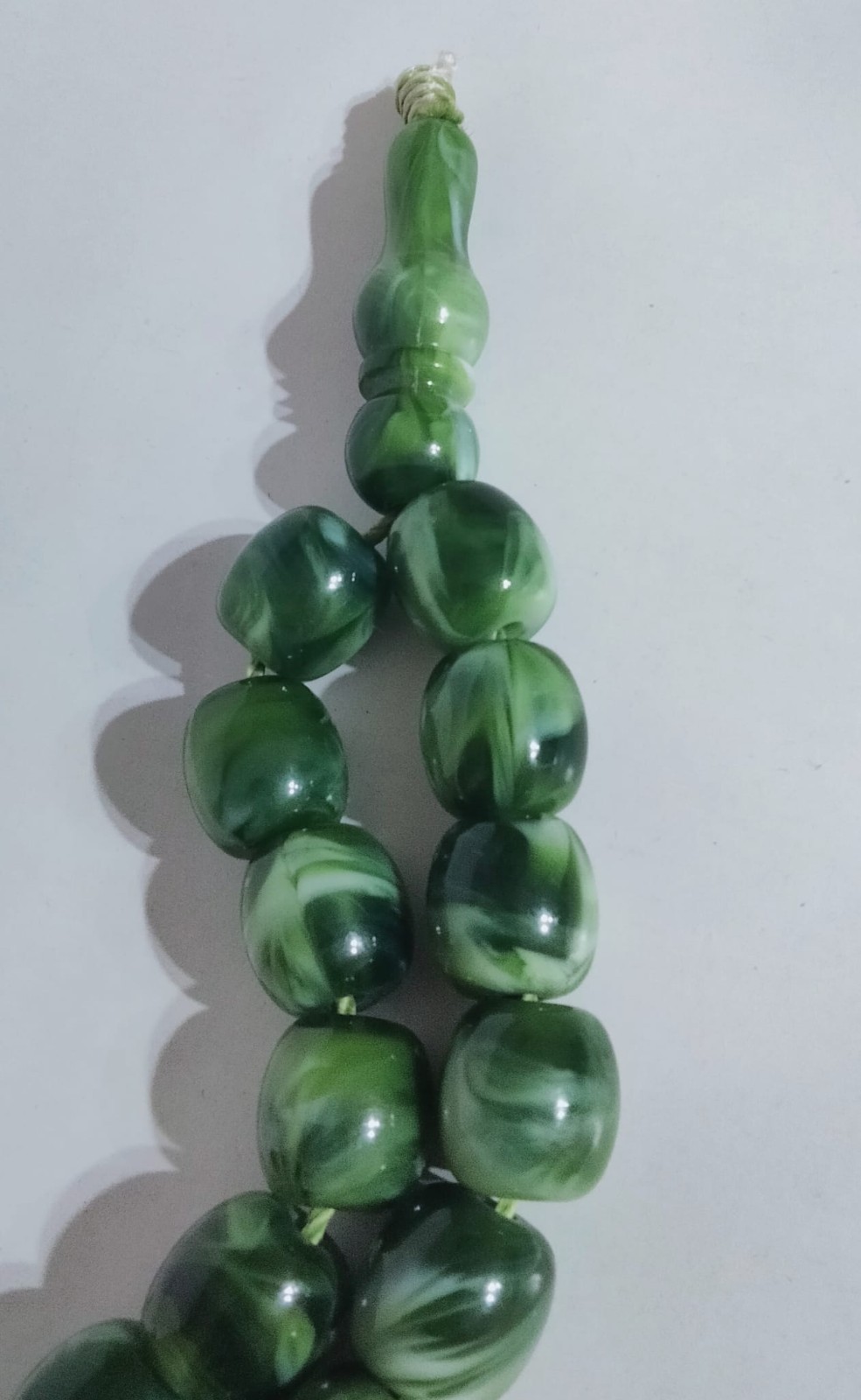 Antique Marbled Green Faturan Style Tesbih Misbaha Prayer Beads Luxury