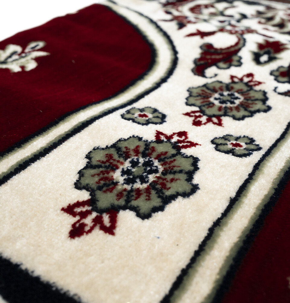 Modefa Islamic Turkish Wide 5 Multi Person Masjid Islamic Prayer Rug Mihrab Red