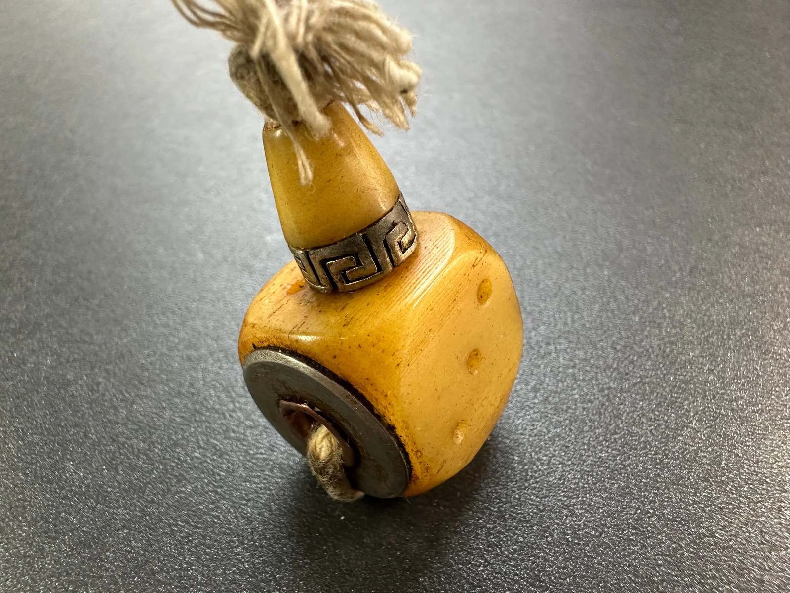 Hand-Carved Yak Bone Guru Bead, Tibetan Dice Mala Guru Bead, Unique Dice Guru f