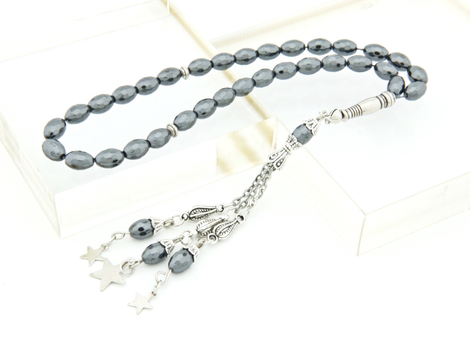 Facet Cute Hematite 33 beads Islamic Prayer Beads Misbaha Tesbih Turkey 103012