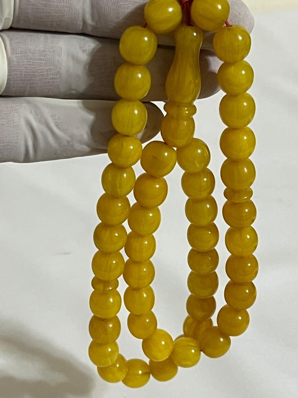 Natural Old German Cherry Amber 45 سبحة مسكي الماني معرق تغليف متوسط شرابة فضة