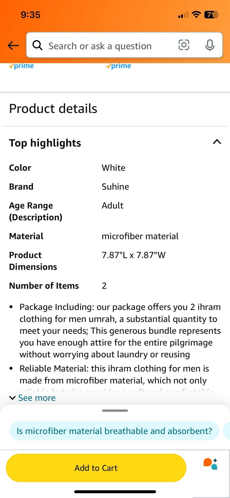 Premium Material Ihram Ehram for Umrah and Hajj Pilgrimage (2 pieces)