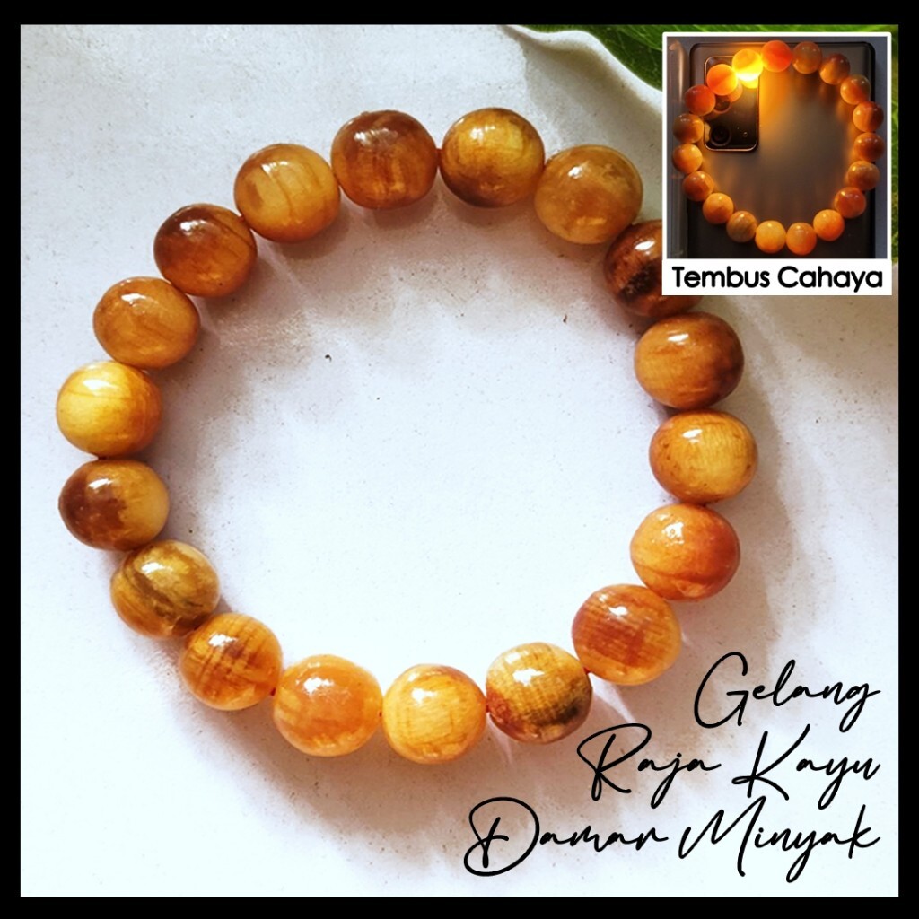 KING WOOD CORE BRACELET OIL RESIN ORI TRANSLUCENT [GRADE A] +-9MM-10MM (20 pcs)