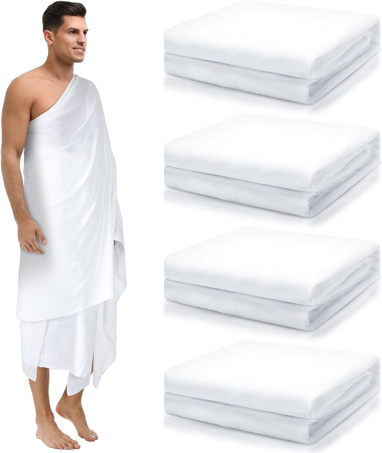 4 Pcs Ihram for Men Umrah Hajj Umrah Essentials Islamic Clothing for Men Ahram E