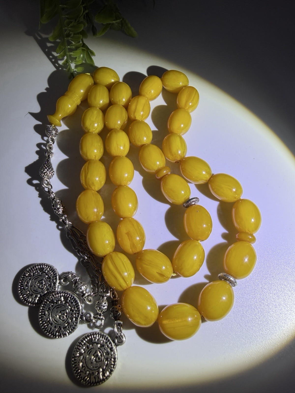 Collectible Misky Amber 33-Bead Islamic Rosary Tasbih Tasbeehمسبحة مسباح مسكي