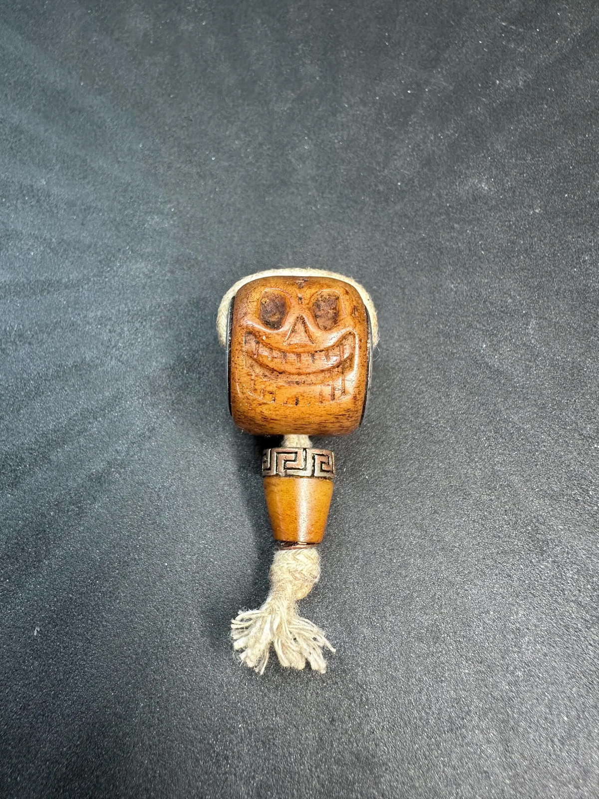 Vintage Hand-Carved Yak Bone Skull Guru Bead | Rustic Himalayan Prayer Bead
