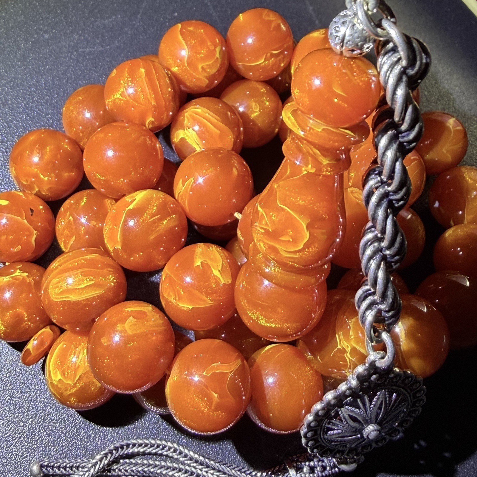 Misky 45-Bead Islamic Tasbih Sterling Silver Tassel مسباح مسبحة مسكي شرابة فضة