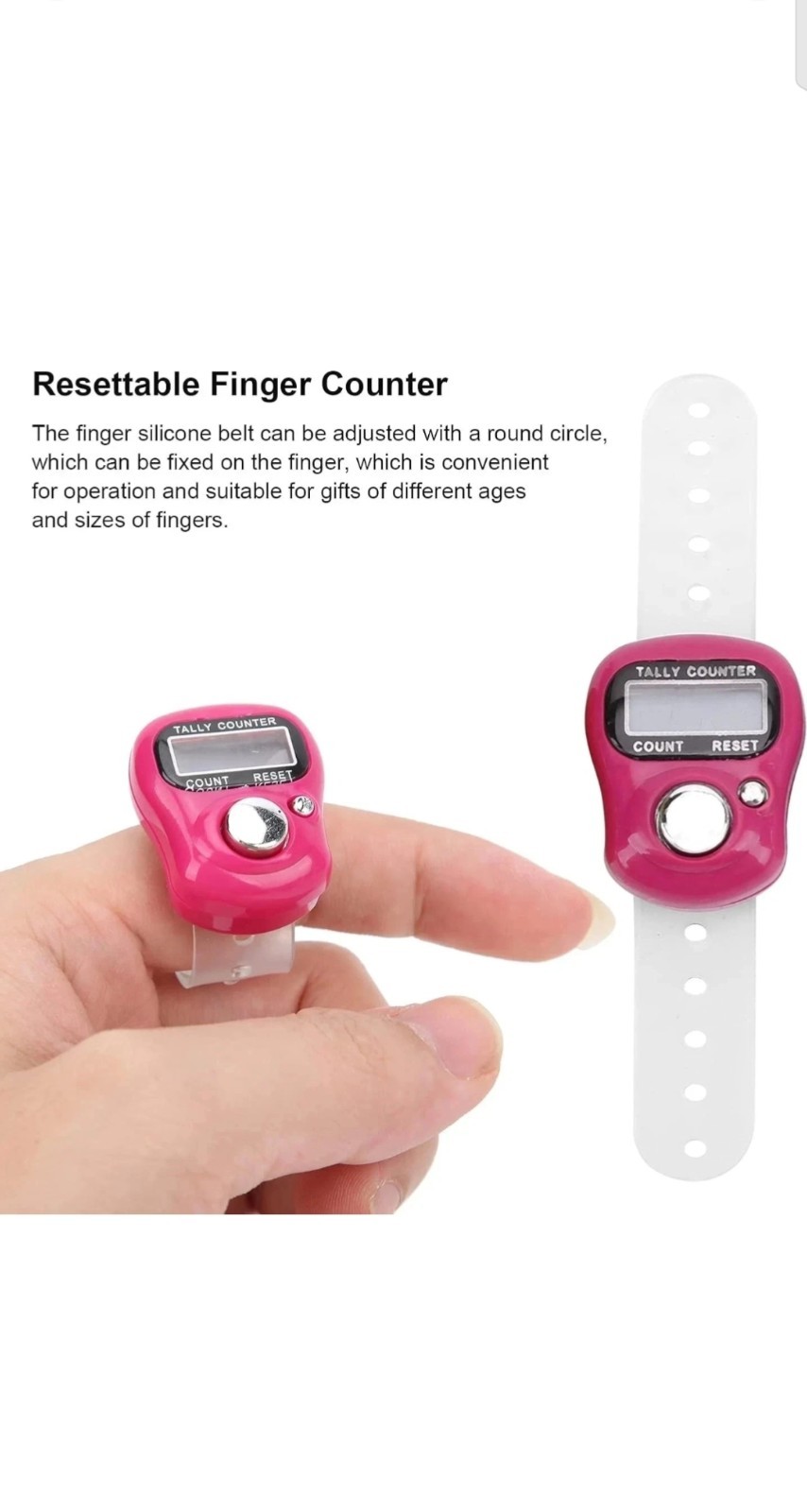 Yellow Digital Tasbeeh Tally Counter w/ Clear Strap | Prayer Finger Clicker