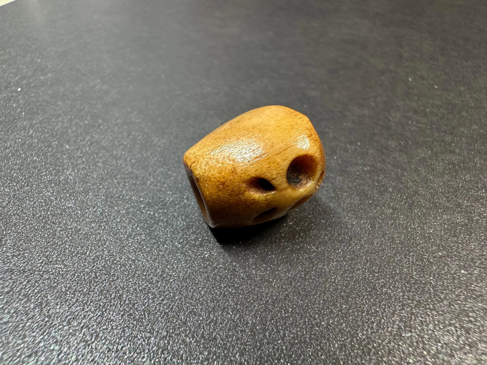 Hand-Carved Deer Antler Citipati Skull Bead | Tibetan Buddhist Chitipati Amulet