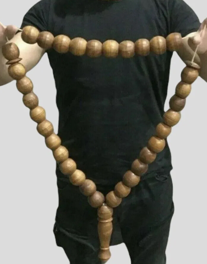 Rare Antique Huge Islamic Wooden Wall Rosary, 33 Handmade, 800 GR