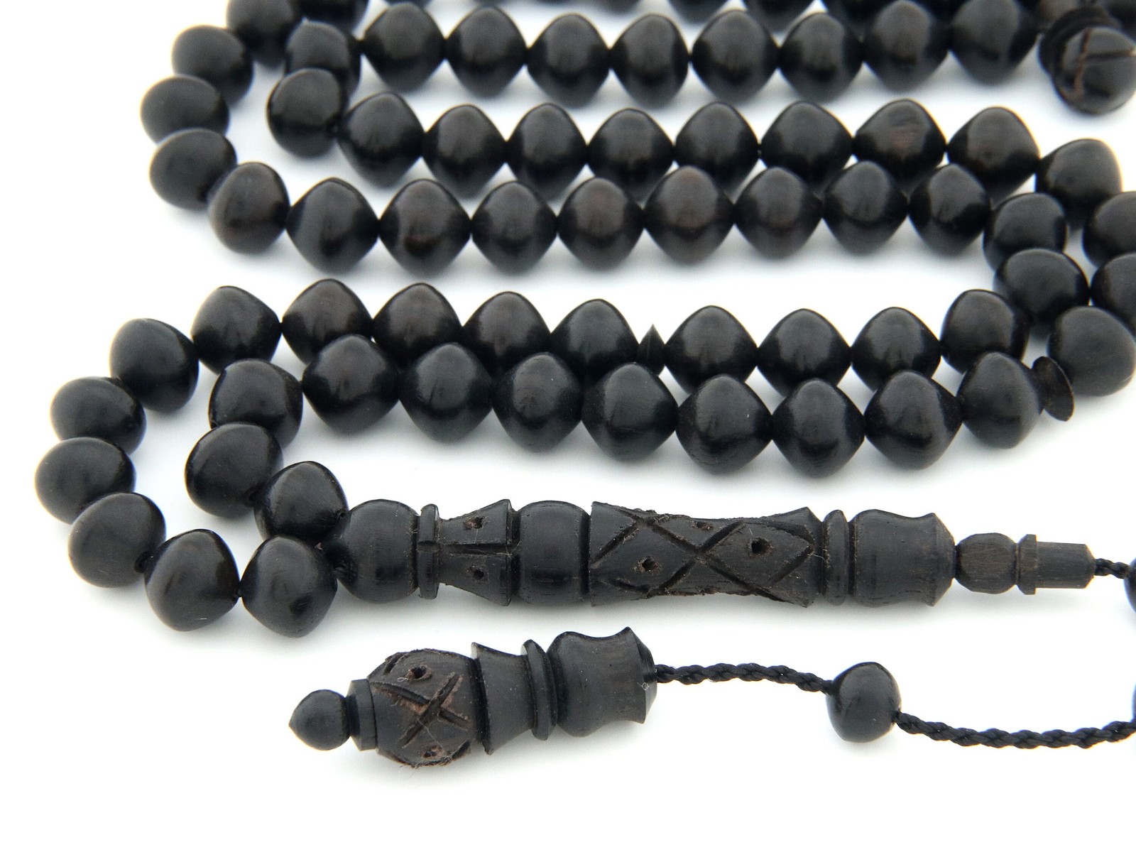 Carving imam Natural Ebony wood 99 beads Islamic prayer beads Misbaha 202082