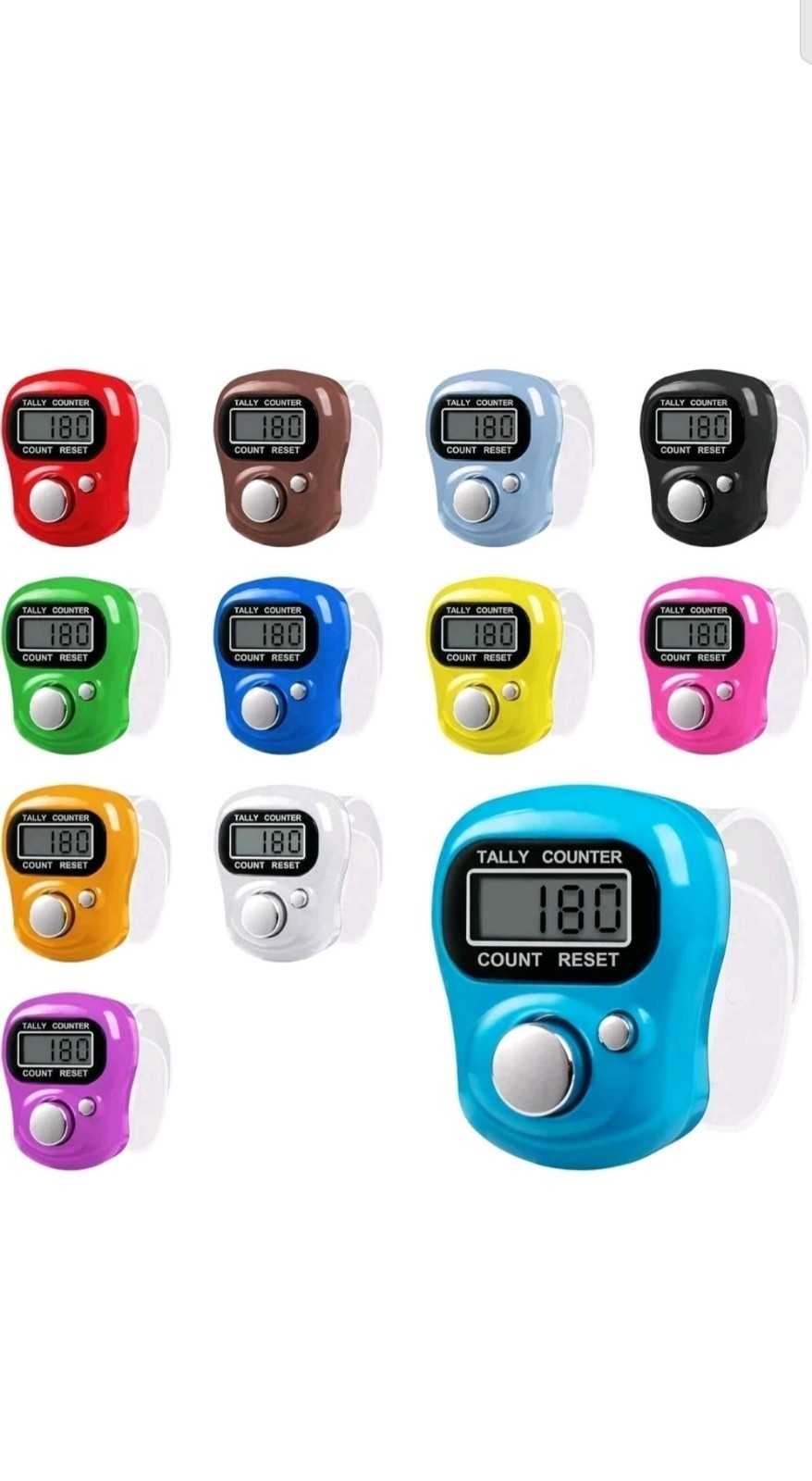 Yellow Digital Tasbeeh Tally Counter w/ Clear Strap | Prayer Finger Clicker