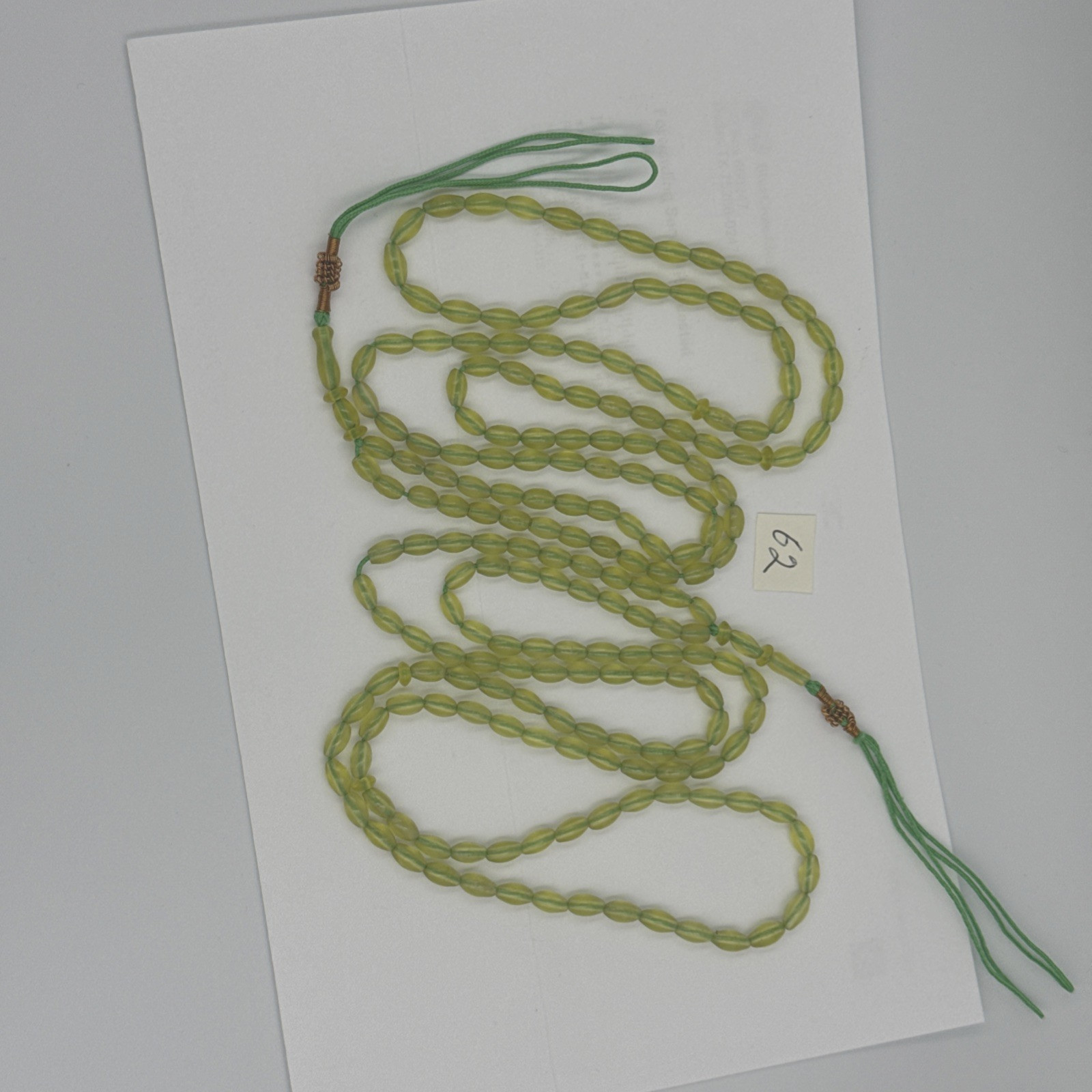 LOT OF 99&100 GREEN BEADS حبات المسبحةGENUINE SHAH MAGHSOUD 39cm شاه مقصود تسبيح