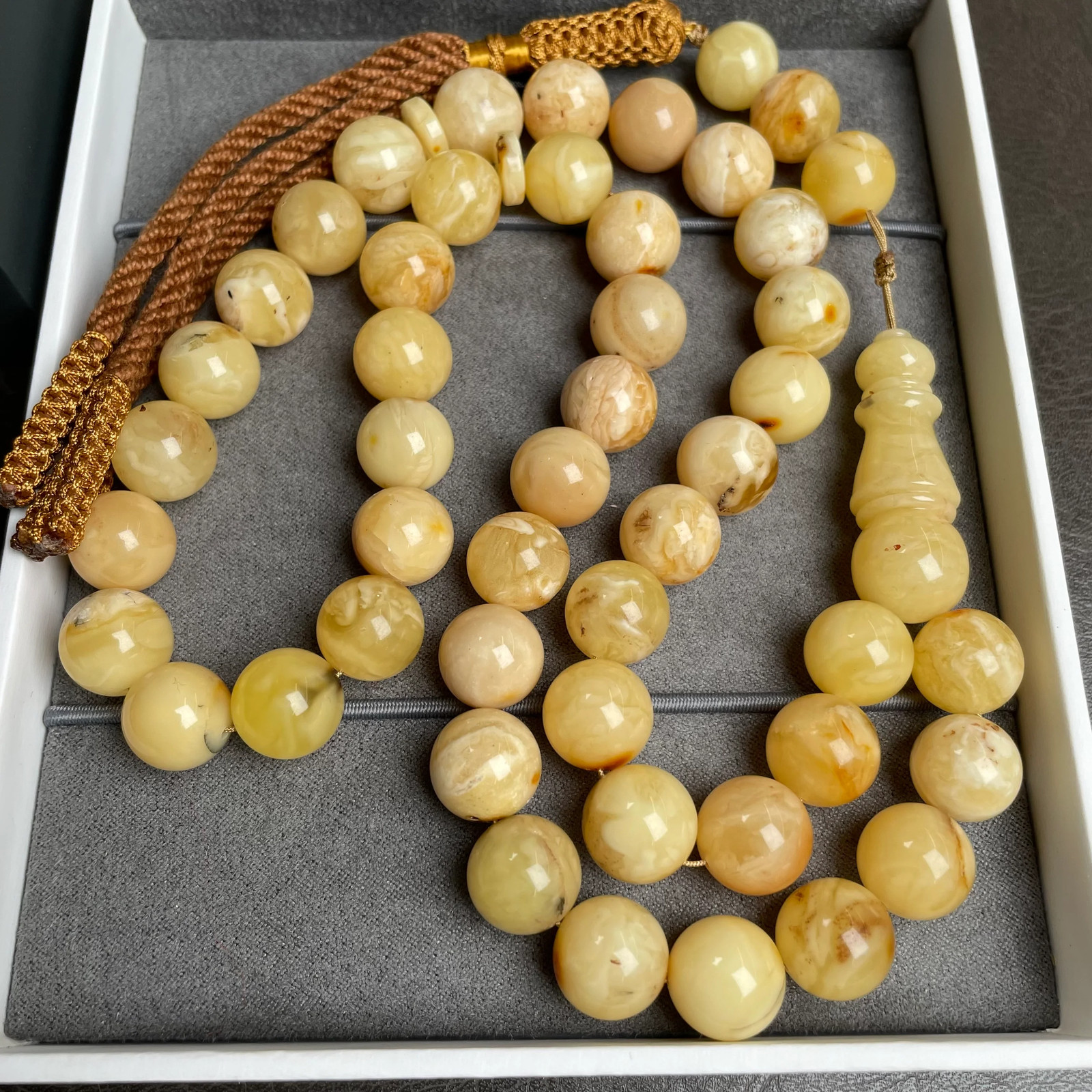 Natural Amber Misbaha Tasbih 45 Prayer Beads 12mm 53.5g