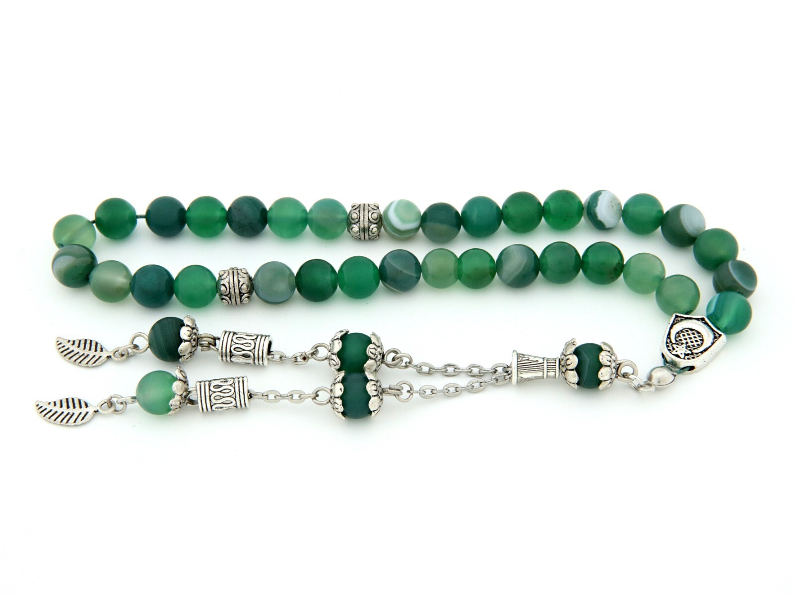 Matte Green agate gemstone 33 beads Islamic Prayer Beads Misbaha Tesbih 125036