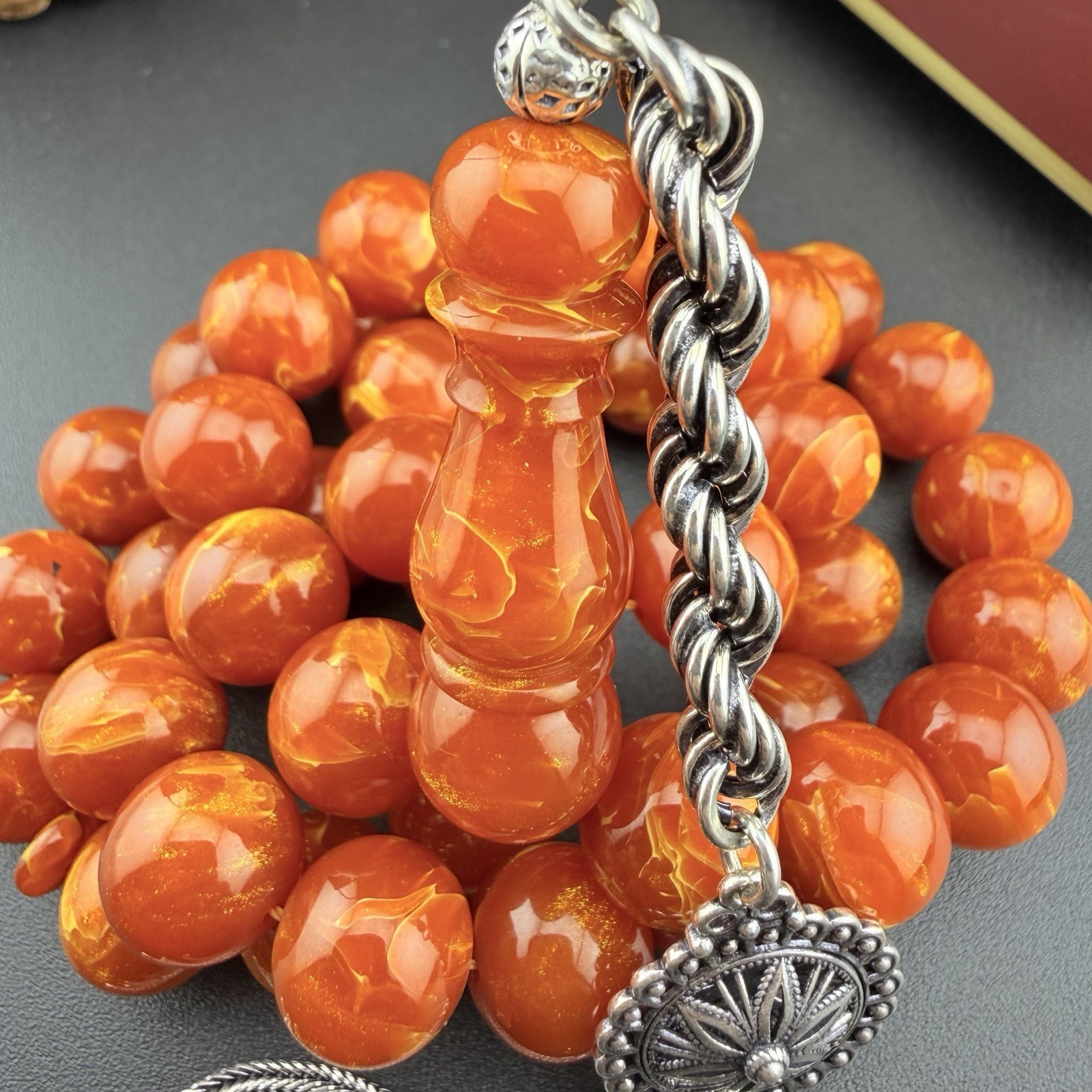 Misky 45-Bead Islamic Tasbih Sterling Silver Tassel مسباح مسبحة مسكي شرابة فضة