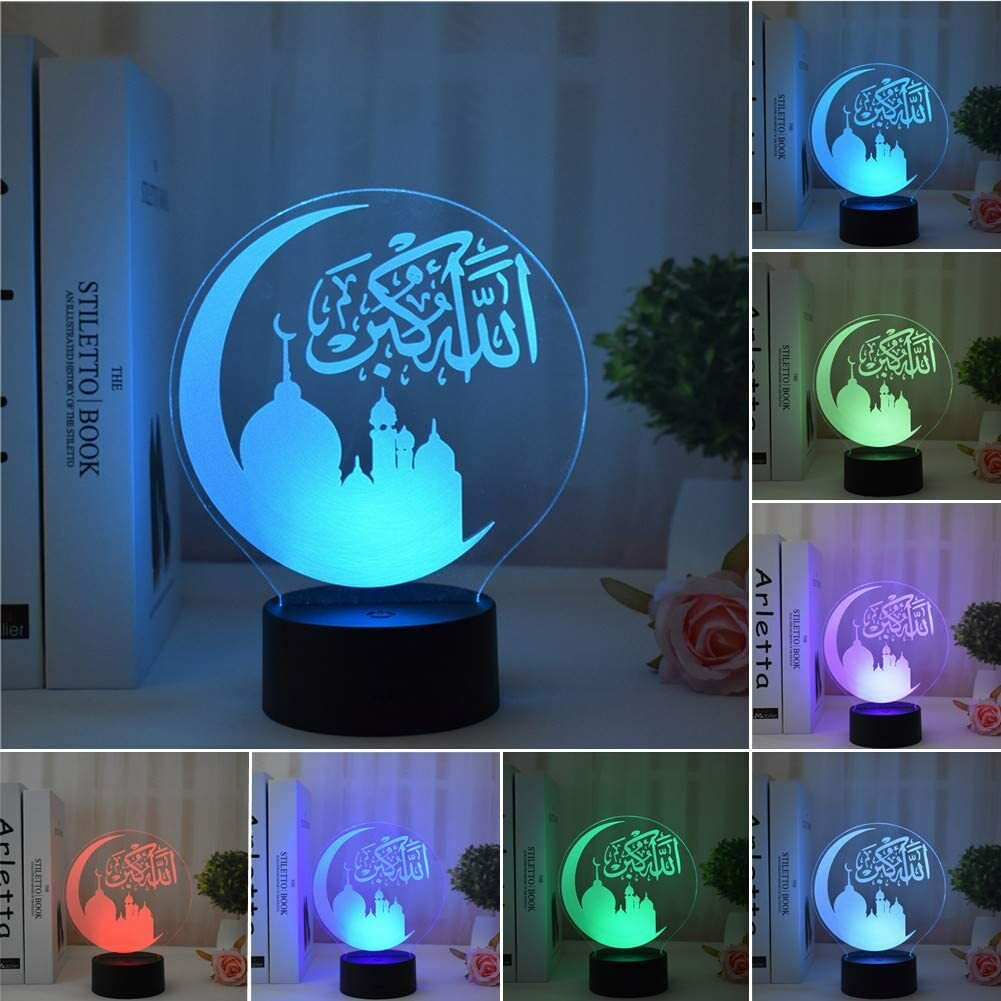 Islamic art decor 3D Led Night Lamp Night Light 7 Color Change LED Table Desk