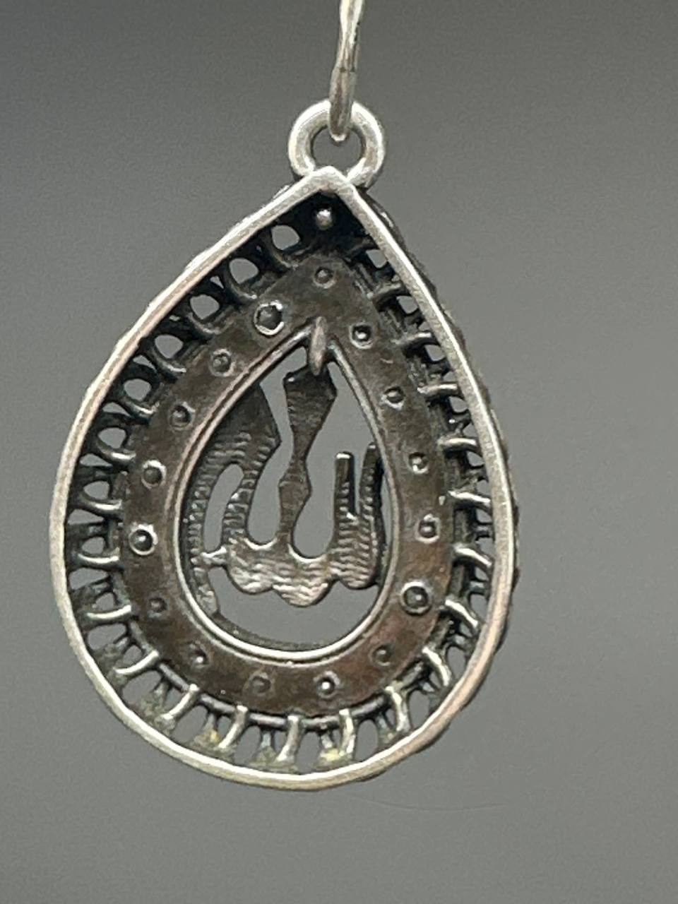 925 Sterling Silver Allah Islamic Pendant Arabic Calligraphy CZ 4.80g-235