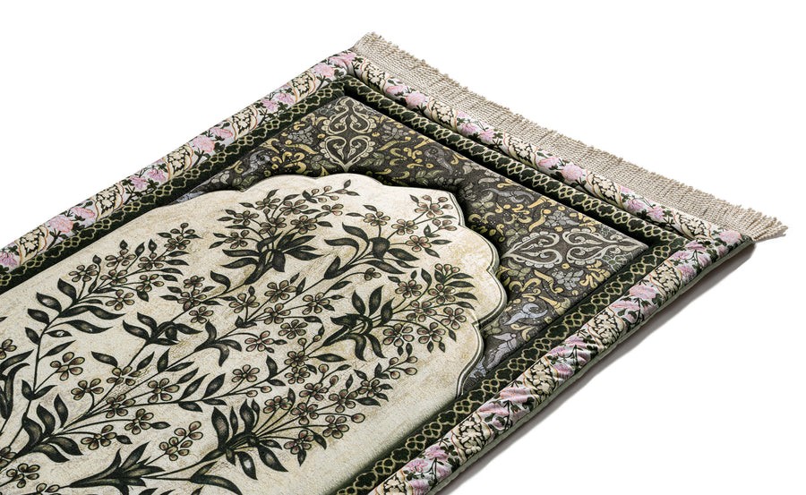 Premium Islamic Prayer Mat Best Egyptian Materials 47″ x 25″ (Antique Floral)
