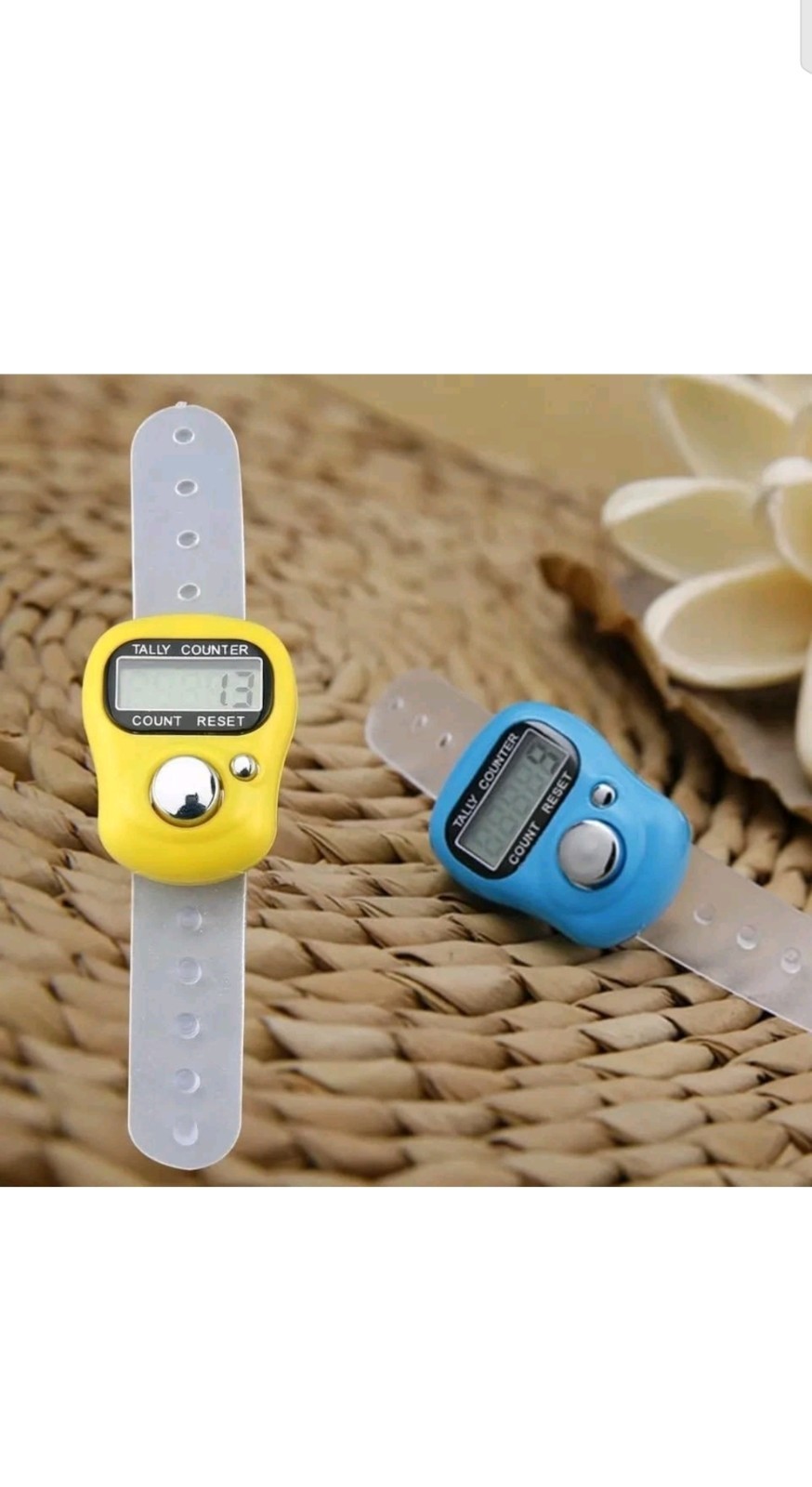 Yellow Digital Tasbeeh Tally Counter w/ Clear Strap | Prayer Finger Clicker