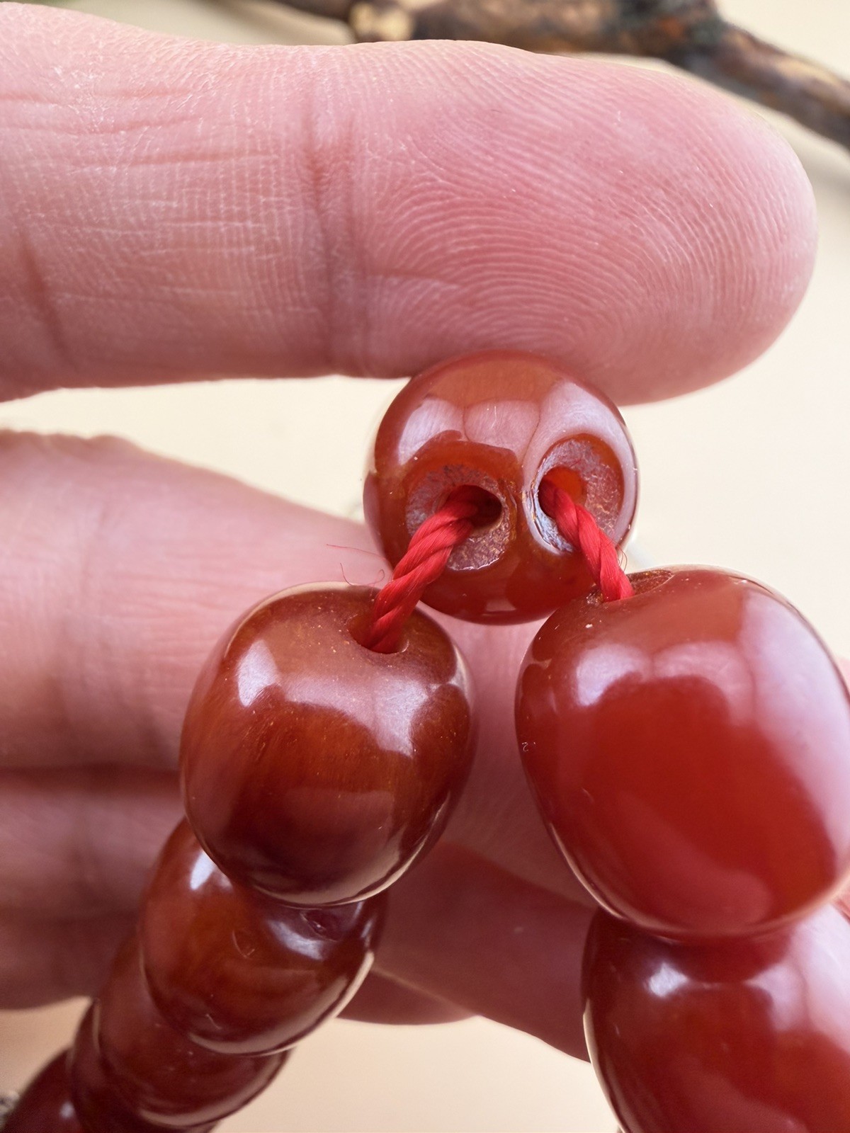 مسباح مسبحة مسكي احمر شرابة فضة VTG RED MISKY ISLAMIC ROSARY 33-bead N778