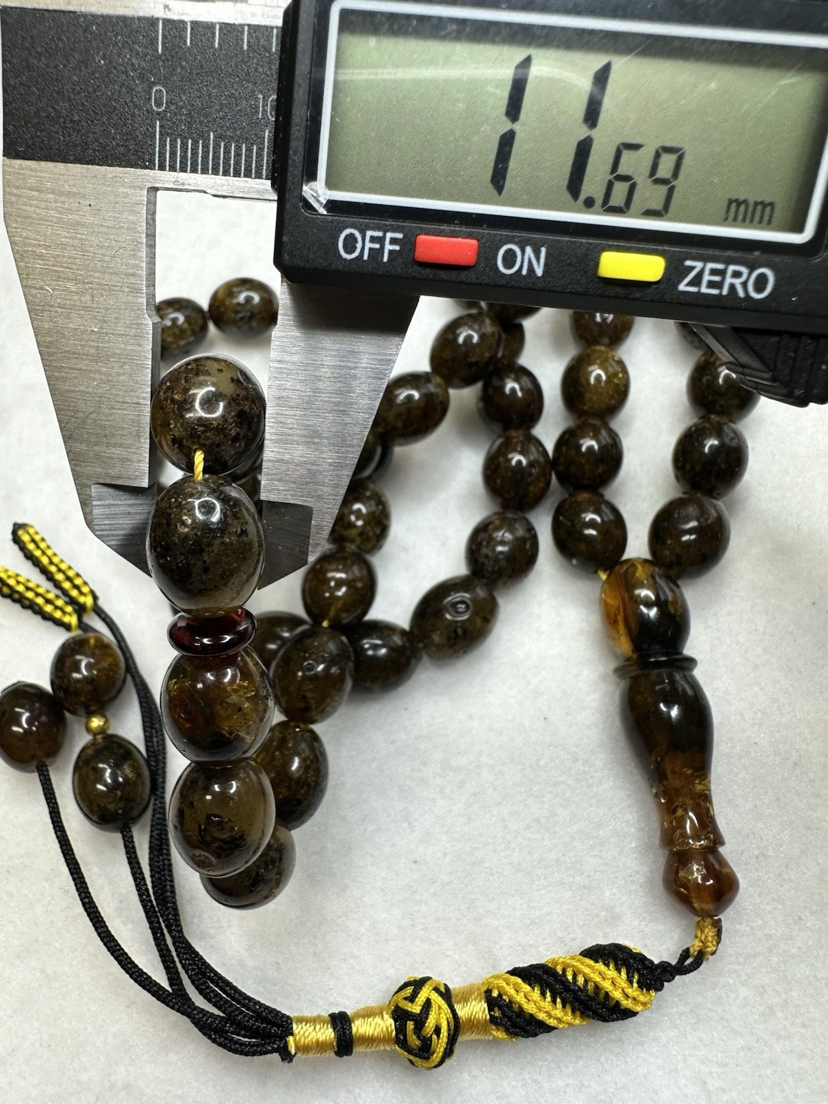 Natural Baltic Black Amber Islamic prayer Beads 45+3 Beads 54.2G 11.6×14.3mm