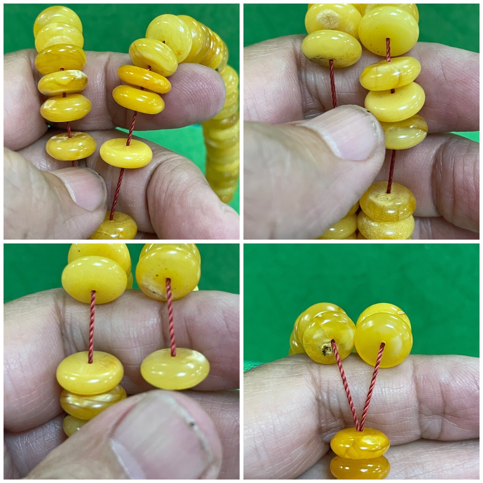 Antique rare Egg Yolk baltic amber Necklace Prayer Islamic 99 beads 44g R1