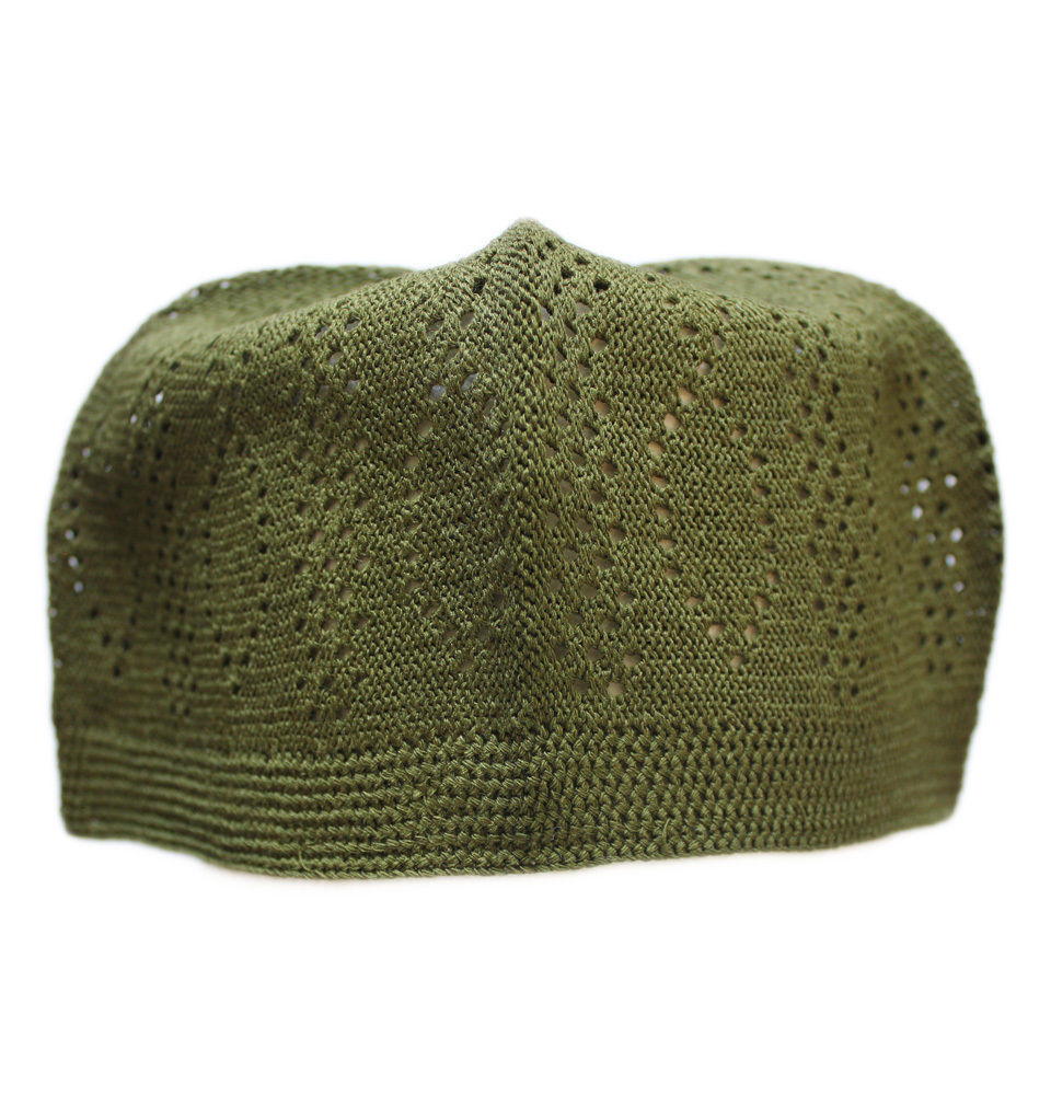 Turkish Islamic Men’s Knit Cotton Kufi Takke Skull Cap Prayer Hat Green